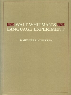 cover image of Walt Whitman's Language Experiment